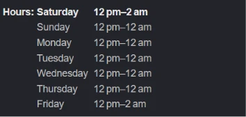 Baku Lounge operating hours from 12pm to 2am