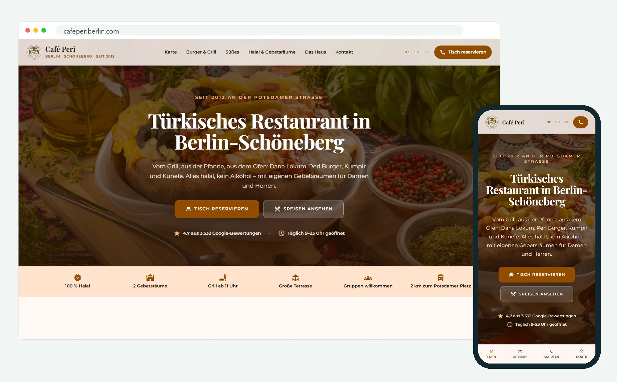 Strona główna cafeperiberlin.com na komputerze i na telefonie